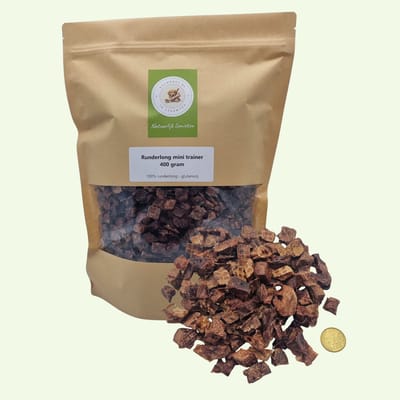 Kauwpret.nl Hondensnacks Runderlong mini trainer 400gram - Trainingssnacks Vetarm Hondensnoepje - glutenvrij - 100% natuurlijk