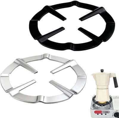 Ronde metalen gasring reducer voor moka pot, 2 roestvrijstalen houders voor koffiezetapparaat, kookaccessoires voor gasfornuis
