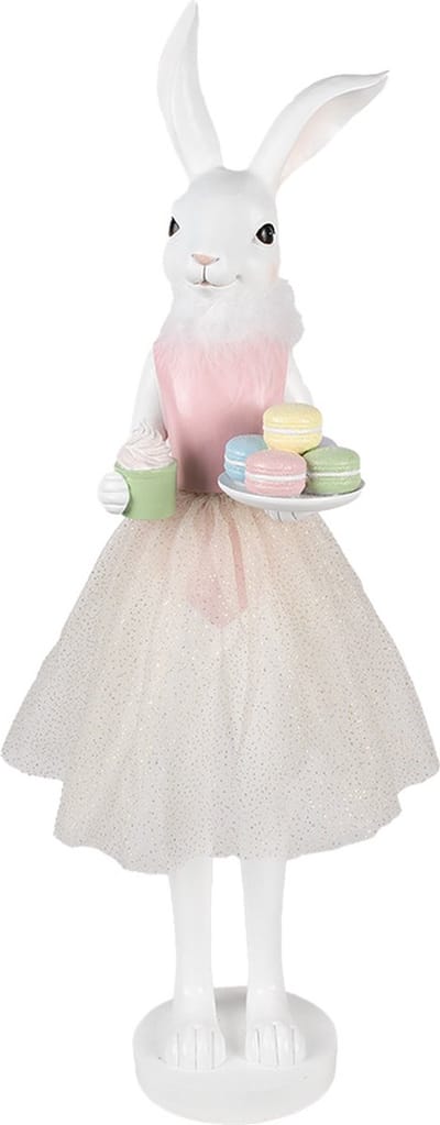 Clayre & Eef Decoratie Beeld Konijn 76 cm Wit Kunststof Macarons