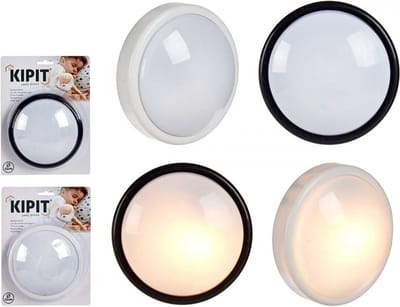 Nachtlamp - Zwart - Big - Kipit - ganglamp - Ronde - LED-Lampen - 15x15 x 4,7 cm - zolderlamp - nachtlampje
