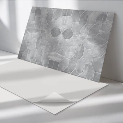 Wallfluent Vinyl Wandpaneel - Zeshoekig mozaïekpatroon PVC Muurpaneel - 100 cm x 50 cm - Grijs PVC wandpaneel - 1 stuk - Rechthoekig Wandbekleding Vinyl - Texturen Wandpaneel - Zelfklevende Wandbekleding - Wandpaneel Keuken en Badkamer
