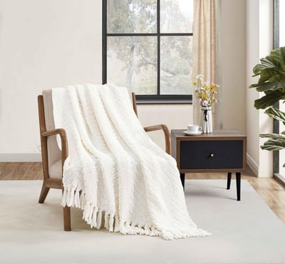 Dailygoods- Plaid Ademend 127x152 cm - Zachte Chenille - Boerderijstijl - Decoratie voor Bank/Bed - Lichtgewicht en Warm - Hoogwaardige Kwaliteit - Deken