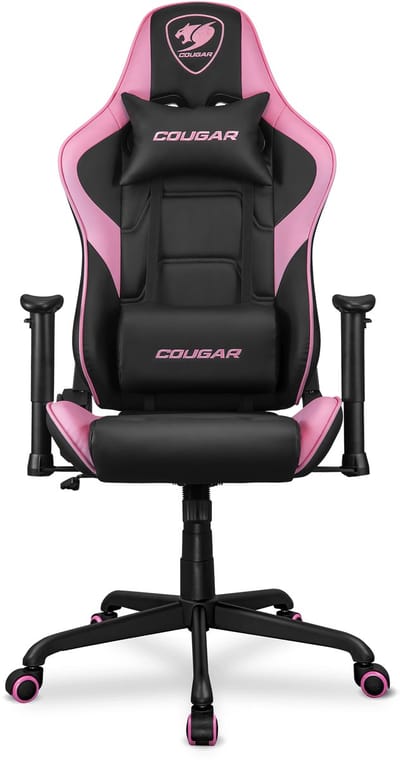 COUGAR Armor Elite Premium PVC Lederen Gamingstoel met 2D Verstelbare Armleuningen - Zwart/Roze