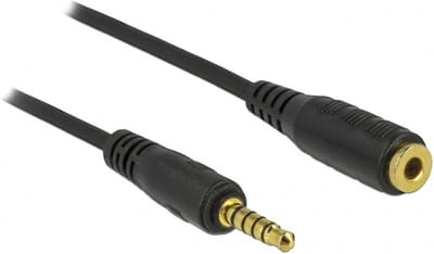 3,5mm Jack 5-polig stereo audio verlengkabel / zwart - 0,50 meter
