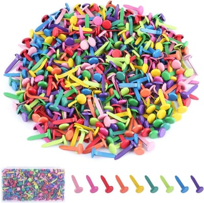 Mini Ronde Haarclips, 400 Stuks Metalen Kleurige Patronen, 8x17mm Rond Hoofd Klemmen voor Scrapbooking, Papier en DIY Creaties