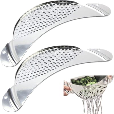QTTVBTNA -Roestvrijstalen Noodles Zeef 33 cm – Vergiet, Afgiethulp voor Pasta, Groente en Fruit – RVS voor Huishouden, Multifunctionele Afgietzeef