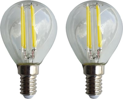 E14 kogellamp G45 2 stuks | LED 4W=40W gloeilamp | daglichtwit filament 6500K | 230V