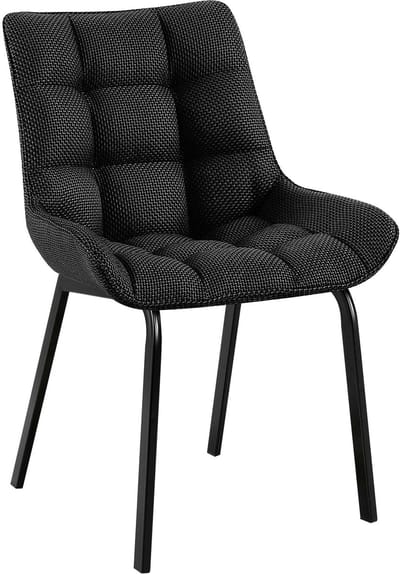 CLP Saranda Eetkamerstoel - klassiek - met zwart metalen frame - met rugleuning - Stof/titanium grijs