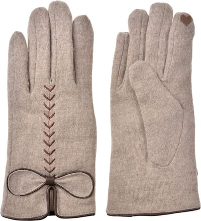 Clayre & Eef Handschoenen Winter 9x23 cm Beige Polyester
