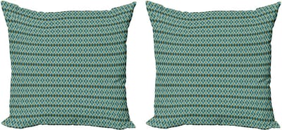 ABAKUHAUS Geometrische decoratieve kussenhoes, 2-pack, modern accent, dubbelzijdige digitale print, 50x50 cm, petrolblauw olijfgroen