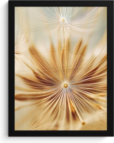 Poster in lijst - Fotolijst 30x40 cm - Posters - Paardenbloem - Beige - Abstract - Modern - Natuur - Posterlijst zwart - Decoratie - Wanddecoratie woonkamer - Muurdecoratie slaapkamer