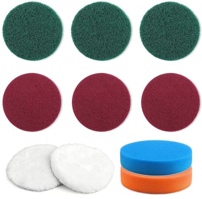 Set van 10 schuurvellen van 125 mm met polijstschuim en lamswol voor auto's, hout en metaal, geschikt voor ronde schuurmachines