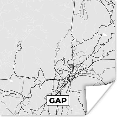 Poster Plattegrond – Gap – Stadskaart – Kaart – Frankrijk - 100x100 cm XXL