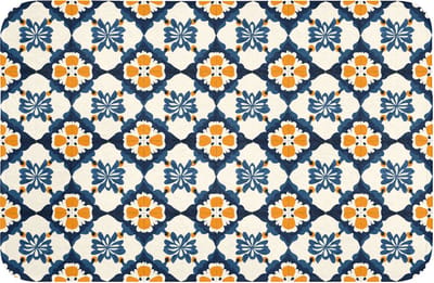 WC mat 60x40 cm - Antislip - Klassiek - Geometrisch - Blauw - Toiletmat - Vloermat - Douchemat - Toilet tapijt - Toiletmatten