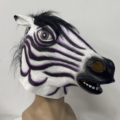 Paarsgestreepte zebra dieren latex masker One size fits all adults paars