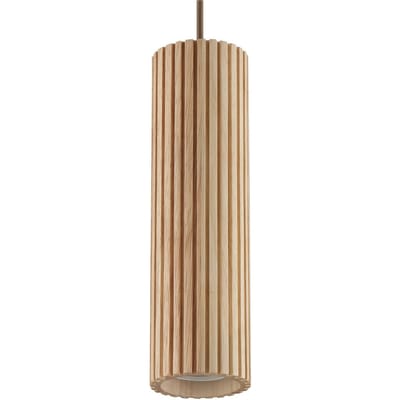 Brilliant Hanglamp Lakewood, bruin, hout, Ø 10 cm, 1-lamp