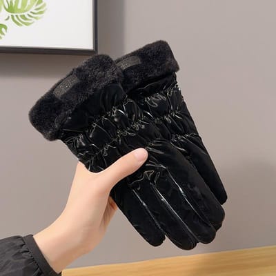 Mode Hiver Automne Gants Chauds pour Femmes Plus Polaire Épais Hiver Plein Air Équitation Sports Coupe-vent Imperméable Écran Tactile One size black