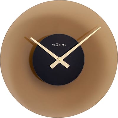 NeXtime Float – Stille Wandklok – 40 cm – Glas – Mat Bruin