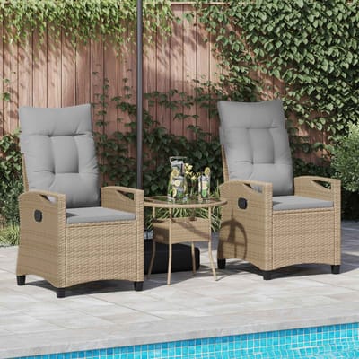 vidaXL - Tuinstoel - 2 - st - Beige - en - Lichtgrijs - Staal - en - Polyester