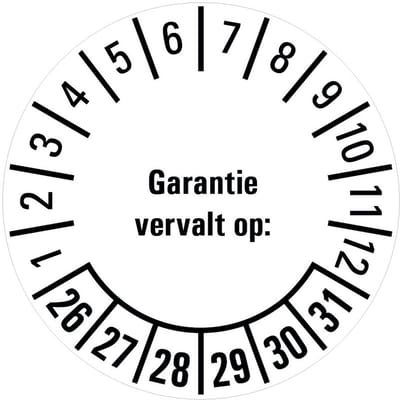 Garantie vervalt op keuringssticker 26-31 - vel 20 mm - 36 per kaart