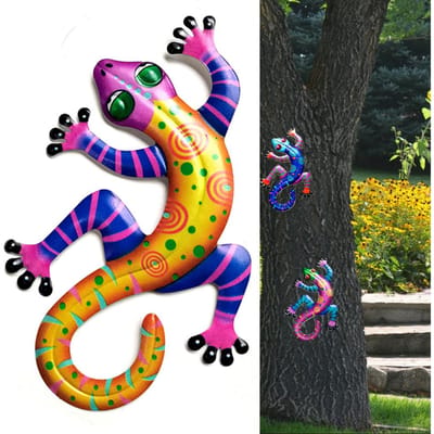 Iron Gecko Muurdecoratie Huisdecoratie Kunstwerk Buiten Hangende Ornament voor Bomen Hekken Veranda's