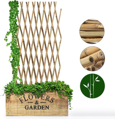 FLOORDIREKT Bamboe trellis - Latwerk - Rankhulp hout - Venstelbaar - 120 x 180 cm