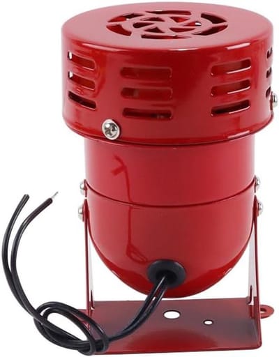 Metalen Motoralarm - Industriële Sirene Veiligheidssysteem - Fabrieksbeveiliging - Continue Toon - 75mm Doorsnede - Rood