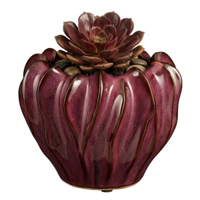 Mica Decorations Planten / bloempot Thom - bordeaux rood - keramiek - 15 x 19 cm