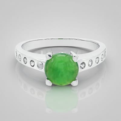 Cavill - Zilveren Ring met Keizerlijk Chrysopraas 0,75 ct en 10 Witte Topazen - 925 Sterling Zilver - Elegante Damesring Groen - Maat 17