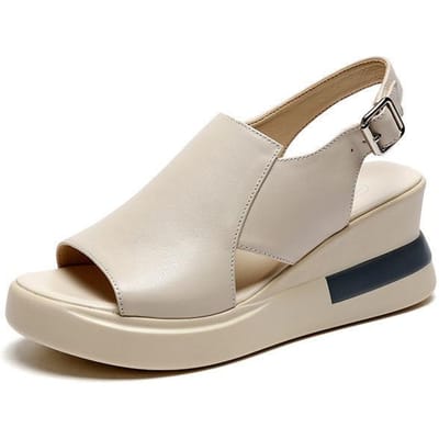 Dames Platform Sleehak Sandalen Nieuwe Zomer Hoge Hak Vrije Tijd Peep Toe Damesschoenen Zacht Leer Verhoogde Platform Schoenen 34