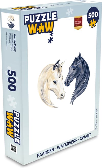 Puzzel Paarden - Waterverf - Zwart - Meisjes - Kinderen - Meiden - Legpuzzel - Puzzel 500 stukjes