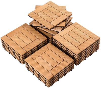 Terrastegels Hout - Tuintegels Balkontegels - Buiten Vloeren - Eenvoudig Kliksysteem - 30x30cm Set 27 - Lichtbruin