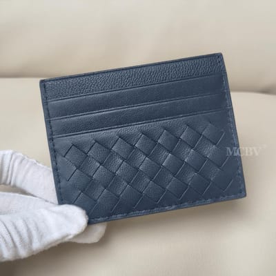 Porte-cartes ultra-fin, même style pour hommes et femmes, porte-cartes bancaires double face 6 cartes, porte-cartes. Blue multicolore