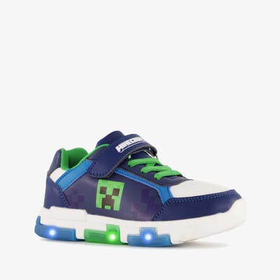 Minecraft jongens sneakers blauw groen met lichtjes - Maat 29