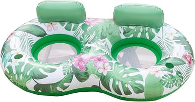 Opblaasbare Zwembad Float - Drijvende Mat Ligvlot - Ontspannen op Water - Brede Stabiele Basis - 174x102x47 cm - Groene Bladeren