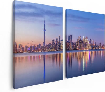Artaza Canvas Schilderij Tweeluik Toronto Skyline in Canada - 120x80 - Foto Op Canvas - Canvas Print