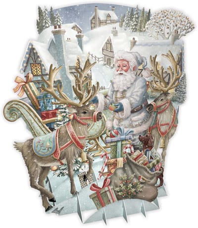3D-Pop Up Wenskaart Santa's Team - Laser gesneden kerstkaart