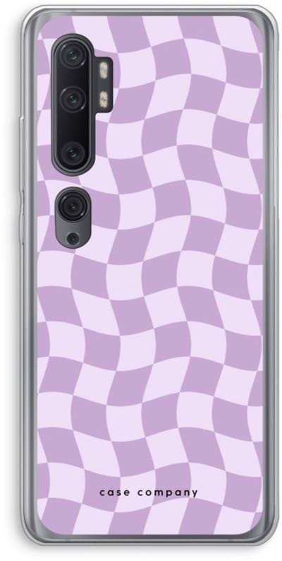 Case Company® - Hoesje geschikt voor Xiaomi Mi Note 10 Pro hoesje - Grid Paars - Soft Cover Telefoonhoesje - Bescherming aan alle Kanten en Schermrand