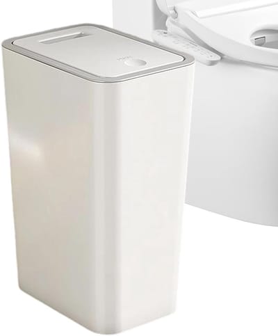 Prullenbak Met Deksel - Afvalemmer Keuken - Afval Beheren - Kantelveilig Ontwerp - 10 Liter - Wit