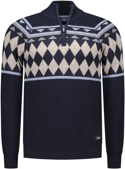 NZA - Blauwe katoenen half zip trui