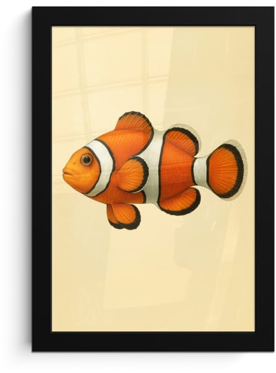 Poster in lijst - Fotolijst 20x30 cm - Posters - Vis - Oranje - Strepen - Posterlijst zwart - Decoratie - Wanddecoratie woonkamer - Muurdecoratie slaapkamer