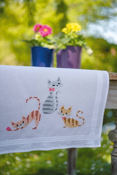Vervaco - Loper kit - Streepjes katten - PN-0195218 - Borduren - Borduurpakket - Borduurpakket volwassenen - Borduurpakket kind