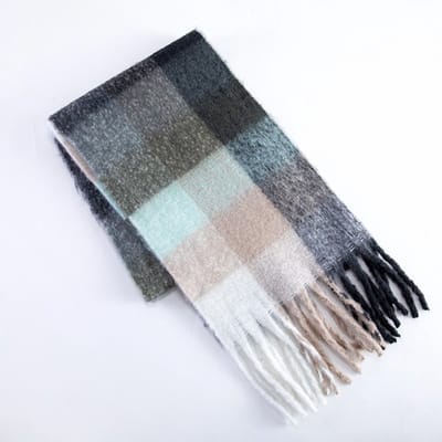 Sjaal - Oversized Warme Winter Sjaal Dames - Dik Gebreid Kleurrijk Ruitpatroon - Lang Groot Sjaalrok - Perfect voor Koud Weer en Dagelijks Gebruik - Comfortabel en Stijlvol