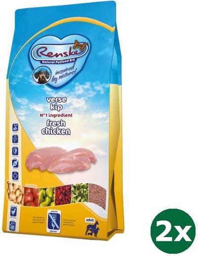 2x6,5 kg Renske super premium adult kip graanvrij hondenvoer