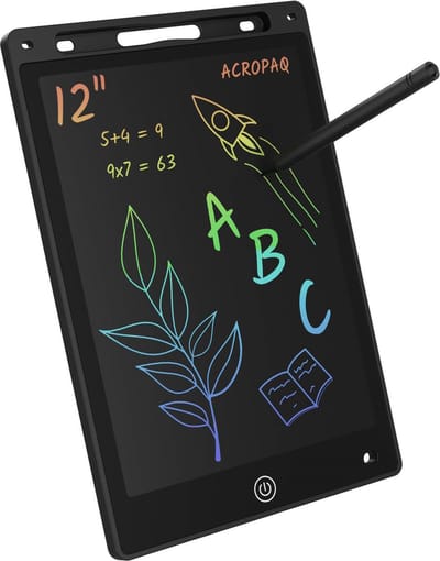 ACROPAQ Tekentablet kinderen – 12 inch Zwart – LCD tekentablet met kleurenscherm – Kinder teken tablet – Tekenbord & tekenen tablet