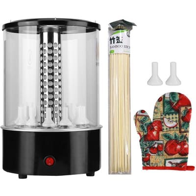 Gril de Barbecue Électrique Ménager Four Infrarouge à Rotation Rapide avec Gants Anti-Ébouillants  (blanc ) noir