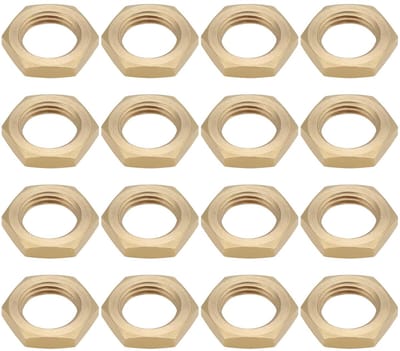 Zeskantmoer van messing, M10 x 1,0 mm, binnendraad, zeskantveiligheidsmoer voor elektrische lampen/gloeilampenhouders, 3 mm dik, 30 stuks