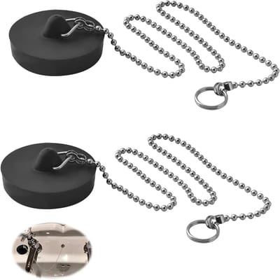 Afvoerstop rubber - Gootsteenstop bad - Water vasthouden - Universele pasvorm - 2 stuks - Zwart