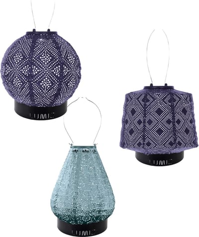 Lumiz Solar Tafellamp Palm Beach Set - Tuinverlichting - Zonne energie - Oplaadbaar - inclusief 3 metalen small ringen - Future Dusk - Grijs Blauw