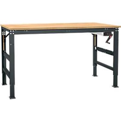 Werktafel Ergo K, met zwengel,  1250 x 800 mm, tafelblad multiplex, antraciet